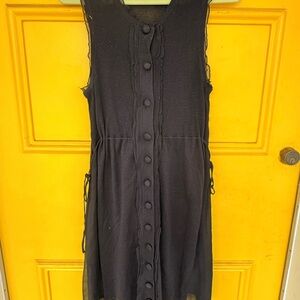 Linen and Silk Nanette Lepore Black Knit Cardigan Dress with Button Detail